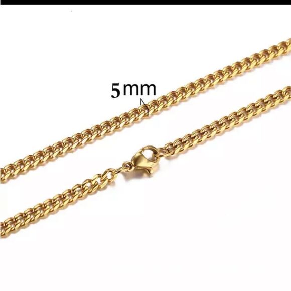 5mm classic Chain Stainless Steel Gold bracelet or anklet. Pristine condition - Picture 4 of 4